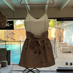 Khaki and off white dress